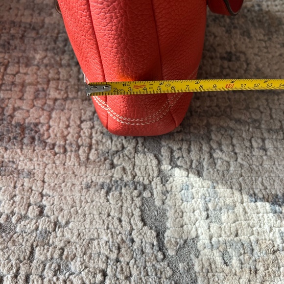 Coach Coral Red Leather Hampton Clip Lock Hobo - Picture 7 of 9